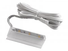 Кліпса пластикова освітлювальна для скляних полок DC 12V.3SMD LED 0,25w. 2м дріт, синій LD-KLPNB-00