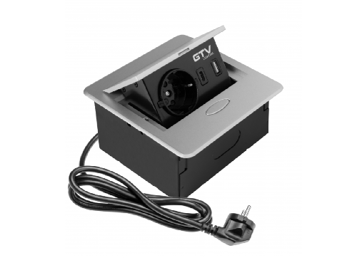 Блок розеток GTV AVARO 1 розетка SCHUKO USB A+C WC 5W провід 1,5м Алюміній 