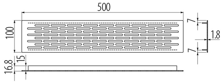 Решітка вентиляційна GTV Сталь 500x100